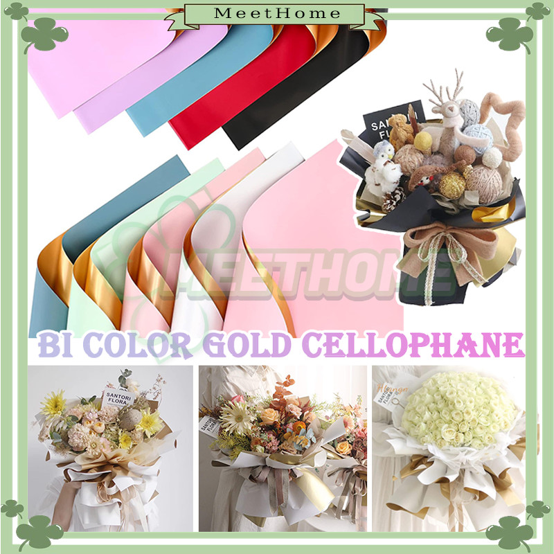 

[20 Lembar] Bicolor Gold Cellophane Pack/Bi Color Gold Kertas Buket Bunga/Flower Wrapping Paper/Kertas Buket Pembungkus