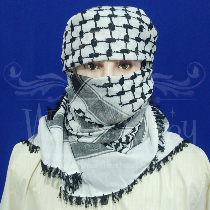 Sorban, Keffiyeh, Semagh Yasser Arafat, Sorban Segi 4 Rumbai, Kashmiri - Putih