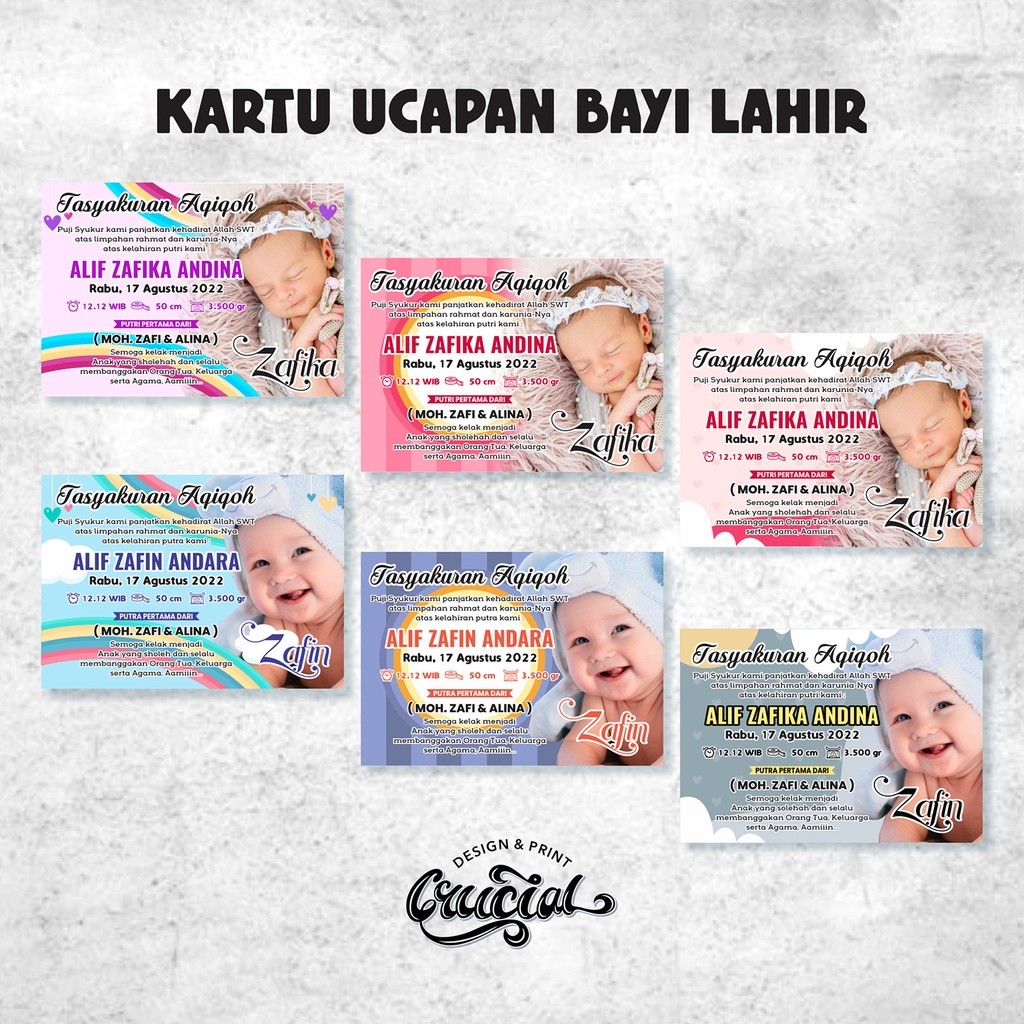 MINIMAL ORDER 20PCS Kartu Ucapan Bayi Lahir / Kartu Nama Bayi Lahir / Kartu Ucapan Baby Born JDM