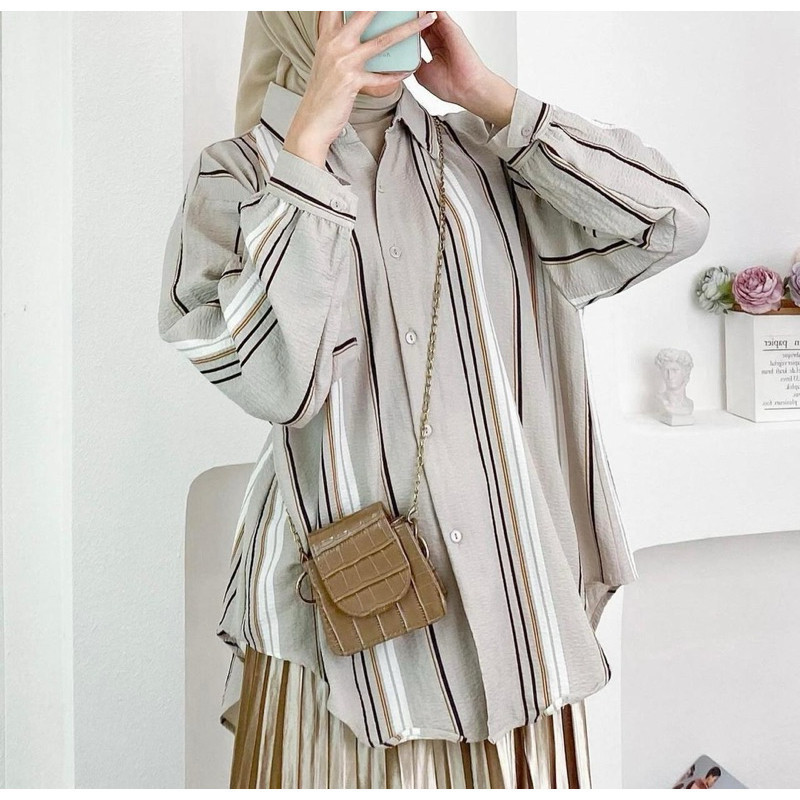 CASHA - ZFS KEMEJA OVERSIZE WANITA LUNA / VILDA KEMEJA OVERSIZE POCKET KANTONG / Kasual Outfit Hem W