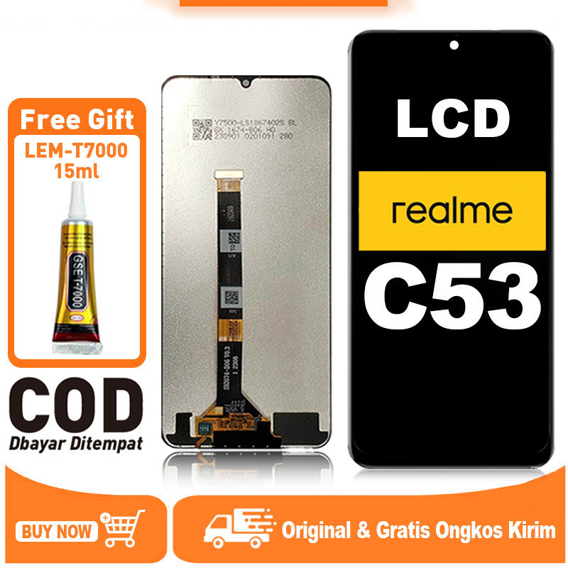LCD REALME C53 TOUCHSCREEN Kompatibel Untuk Fullset Asli Crown Murah Ori Compatible For Glass Touch 