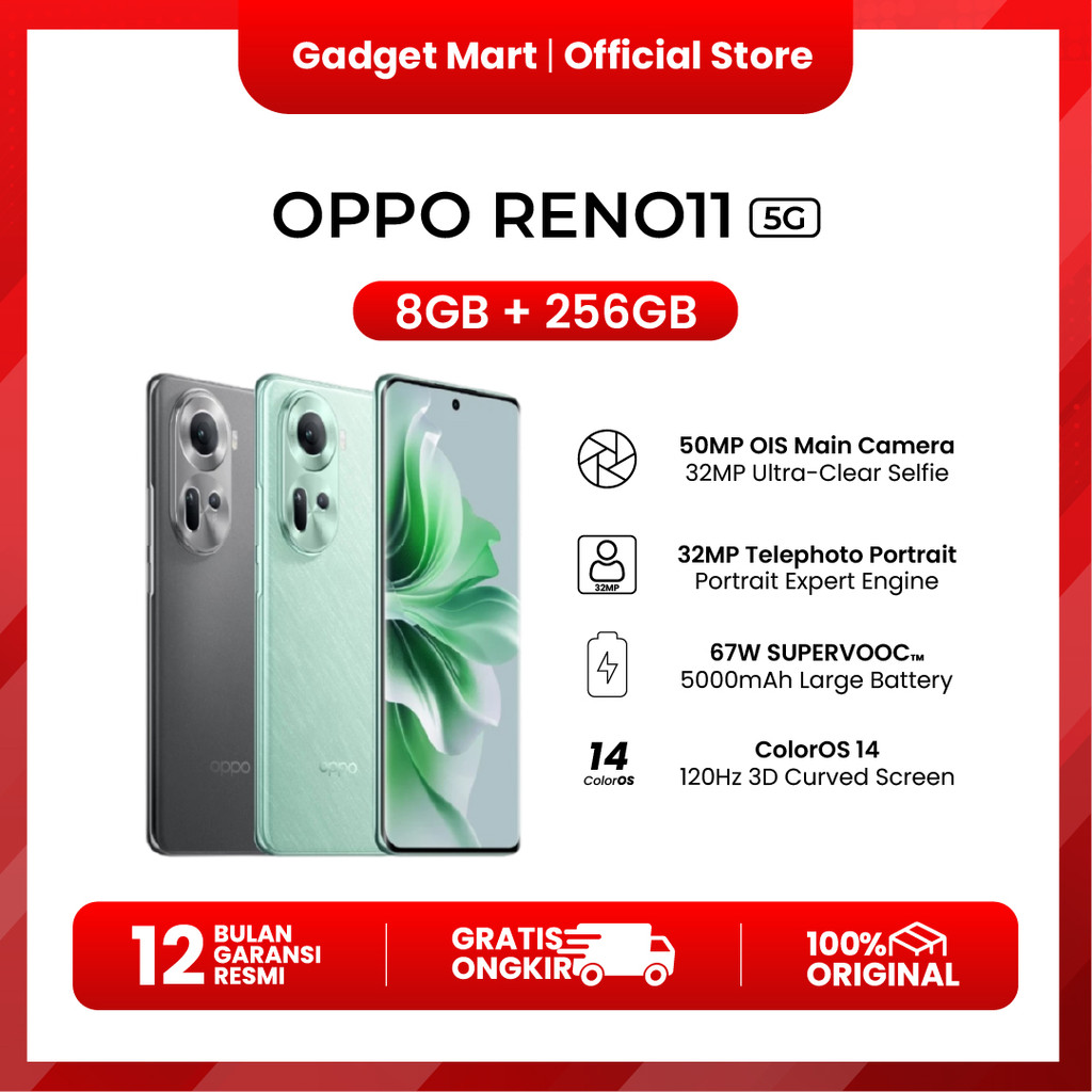 OPPO Reno11 5G 8/256GB - Garansi Resmi