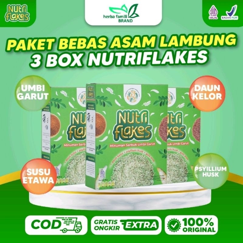 

Nutriflakes Sereal Umbi Garut Paket 3 Box Untuk Asam Lambung Gerd Maag Mag Diet Turunkan Berat Badan