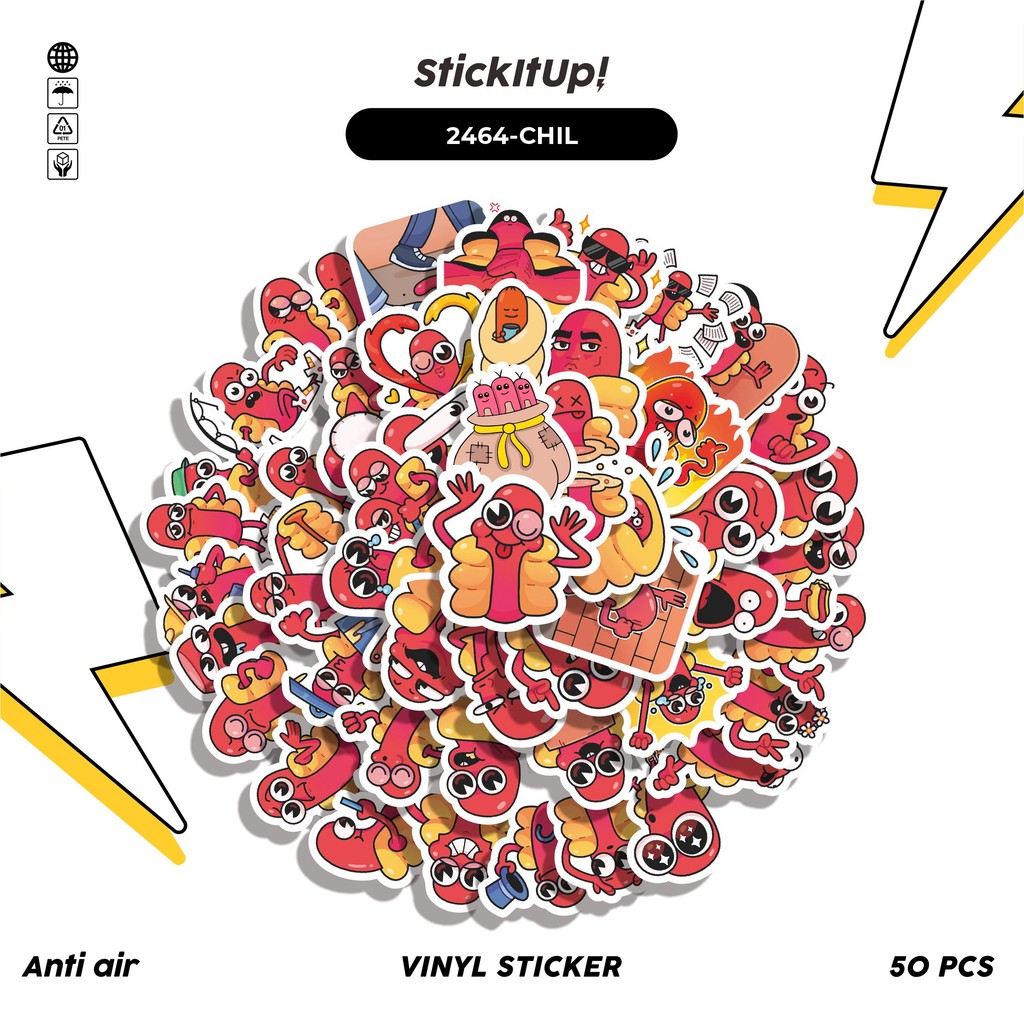 

COD✨ 50 Pcs Stiker Pack FUNNY CHARACTER CHILI THE HOT DOG STICKER PACK 01 Lucu Aesthetic Vynil Waterproof untuk Freebies Sticker Buku Journal Casing HP Laptop