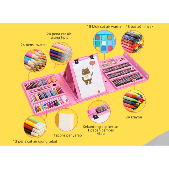 

Crayon Set 208pcs Warna/Art Set Pensil Krayon Warna Alat Menggambar - 150biru
