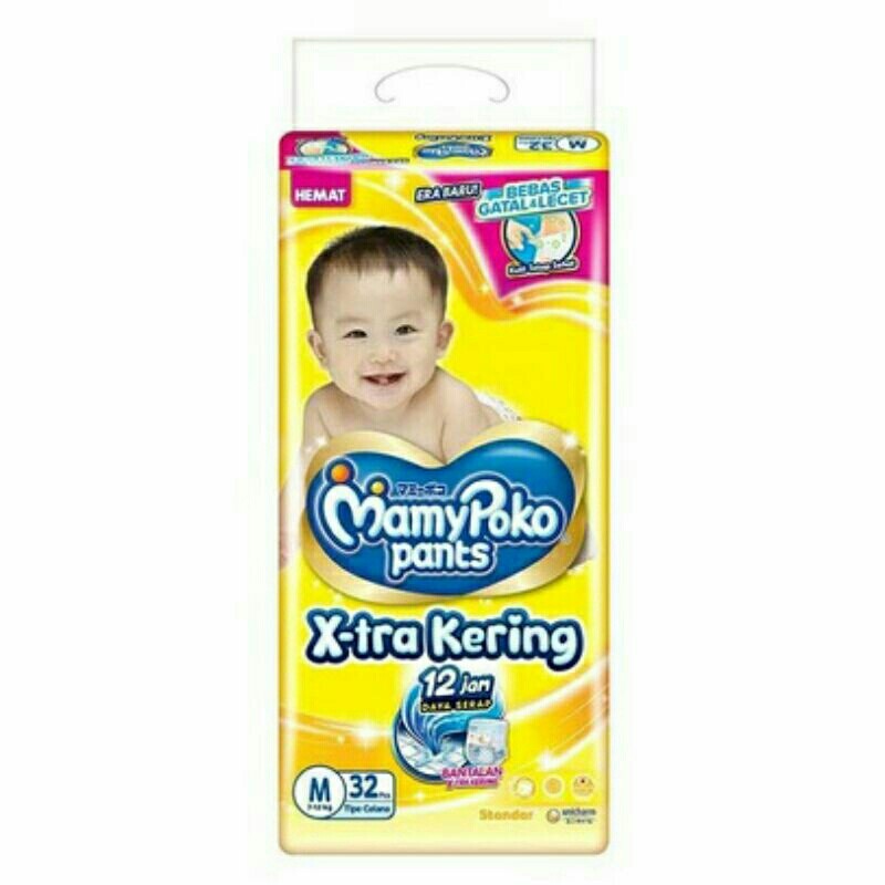 PALEM KUNING 1 Karton (4Pack) Popok Bayi Sekali Pakai Pampers Mamypoko Extra Kering NBS44/S38/M32/L2