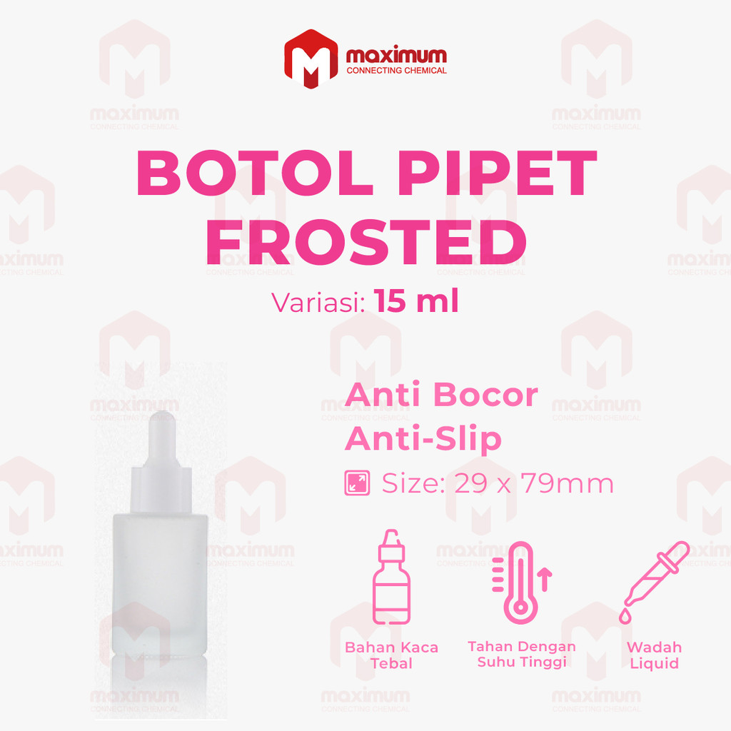 Botol Pipet Kaca Tebal Frosted Bahu Datar 15ML / Botol Serum 15 ML