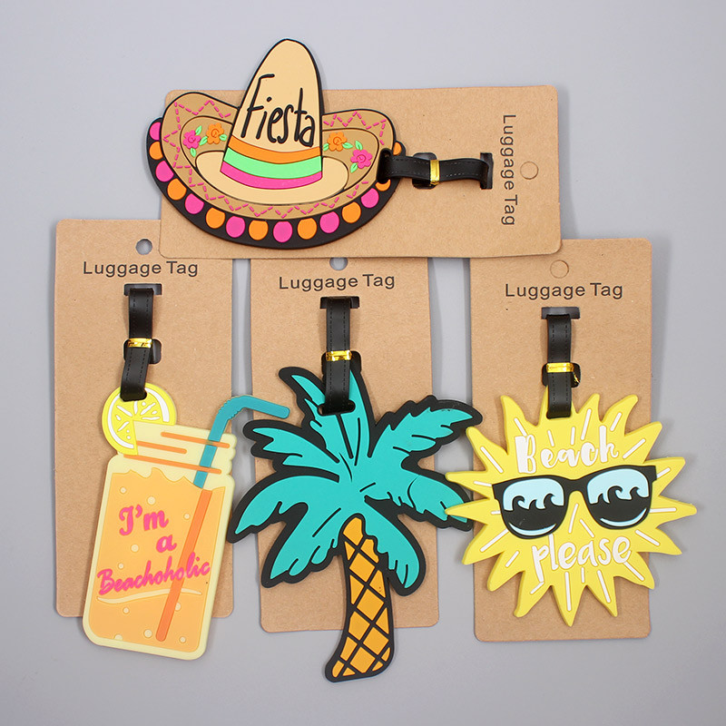 

Cute Coconut Tree Sun Travel Accessories Luggage Tag Silica Gel Suitcase ID Addres Holder Baggage Boarding Tag Portable Label