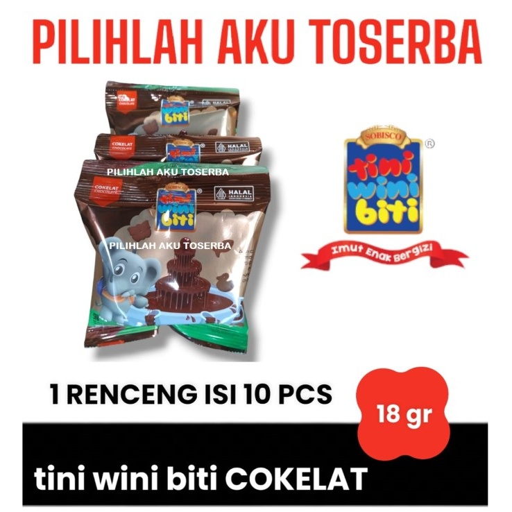 

Biskuit TINI WINI BITI Renceng Rasa COKELAT / CHOCOLATE - ( HARGA 1 RENCENG )