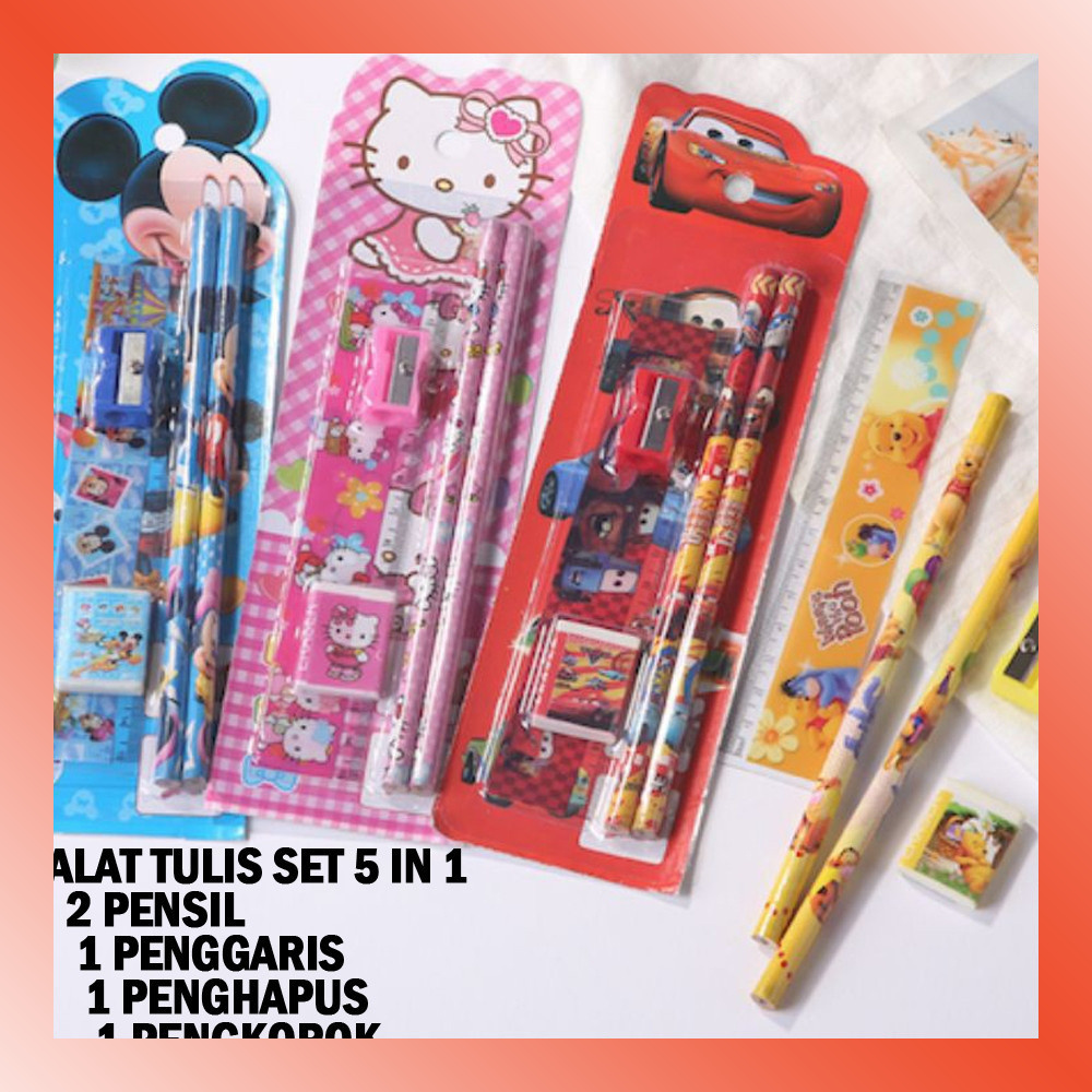 

LAMMORO > AT11 Alat Tulis Set 5 Motif Karakter Lucu Anak Pensil Hapus Rautan 29B3