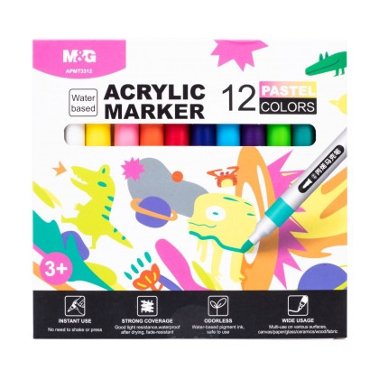 

Acrylic Marker M&G Spidol Warna Set 12 Warna 2 Variasi #APMT3311 #APMT3312- SHSNP