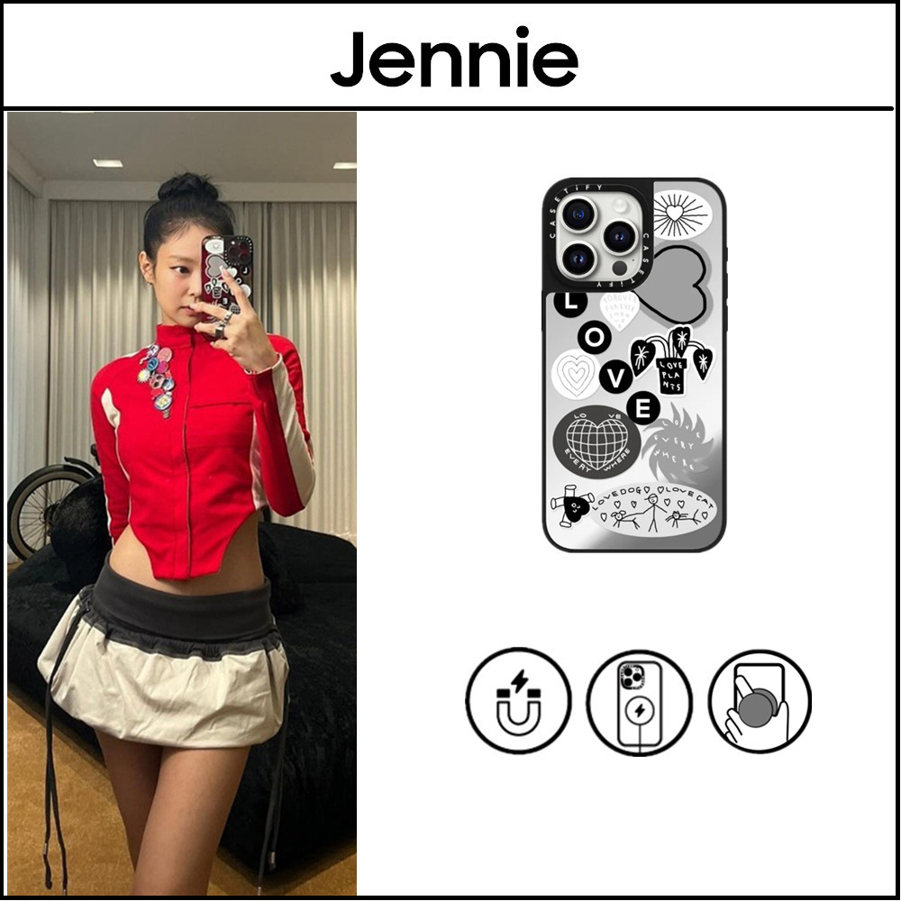 ⑬ Casetify BLACKPINK Jennie Love Sticker 02 Hard Plastic Acrylic Mirror Case Cover For iPhone 16 11 