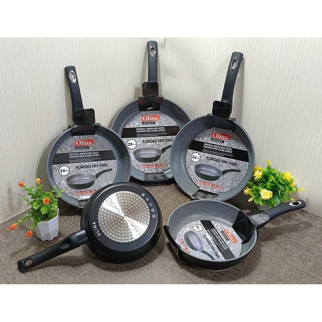 Teflon/ frypan OLINA bahan granite coating with stone, bisa untuk kompor induksi, kompor gas, kompor