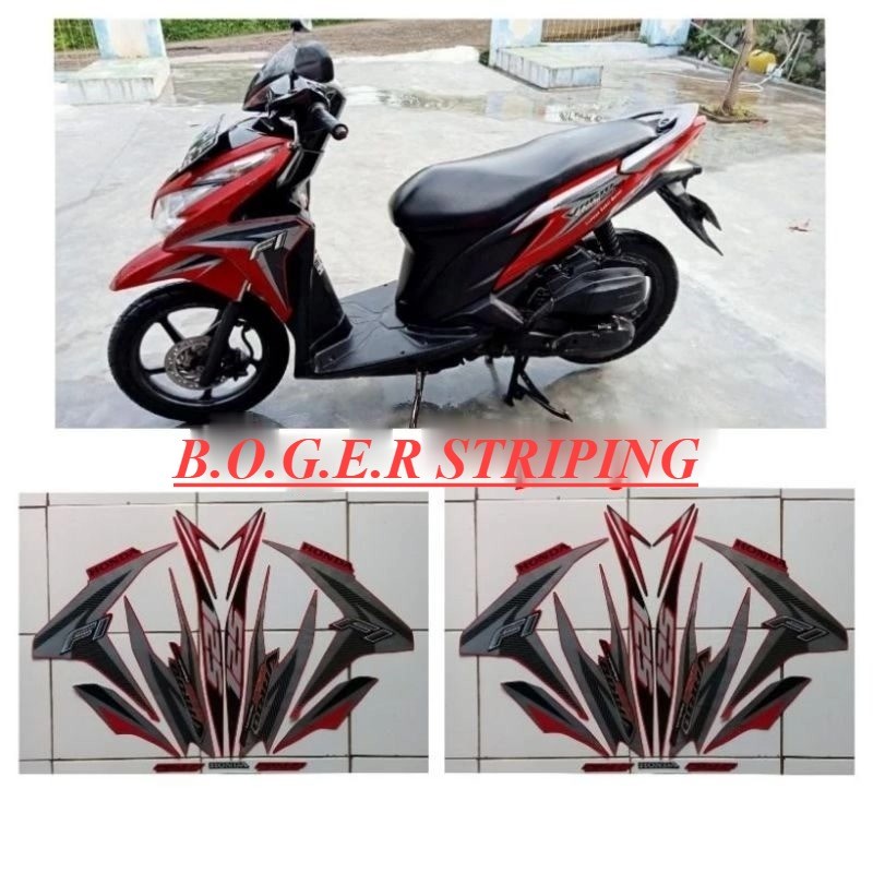 stiker striping sticker Lis les body motor Honda vario techno 125 fi old 2013 merah