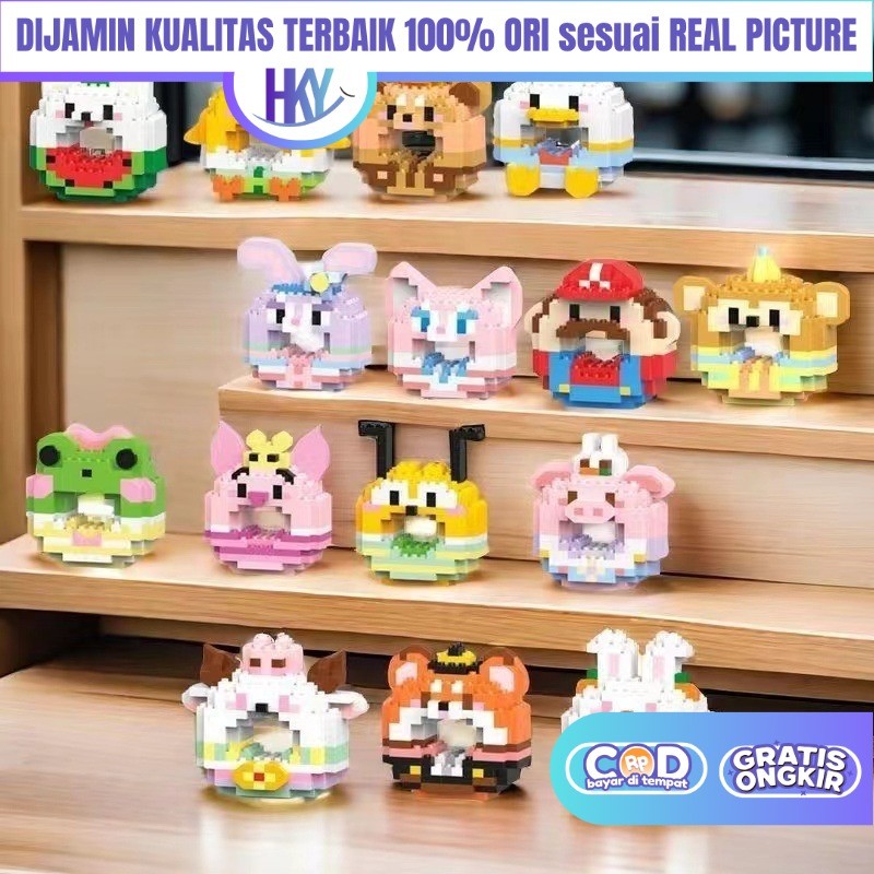 UK NORMALNoPETIT PREMIUM Mainan Edukasi Souvenir Kado ULTAH Bricks Damo Donat Nano Block Mini DIY
