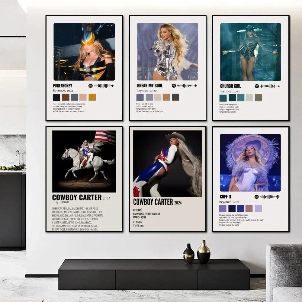 1pc Beyonce All Music Album Renaissance Cowboy Poster Self-adhesive Art Waterproof Paper Sticker Hou