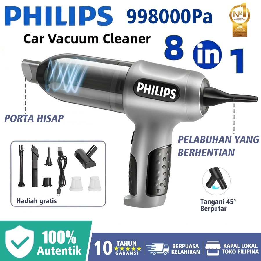 PHILIPS 8 IN 1 Vacuum Cleaner 998000Pa Vacuum Cleaner Portable Alat Penyedot Debu Serbaguna Mobil Va