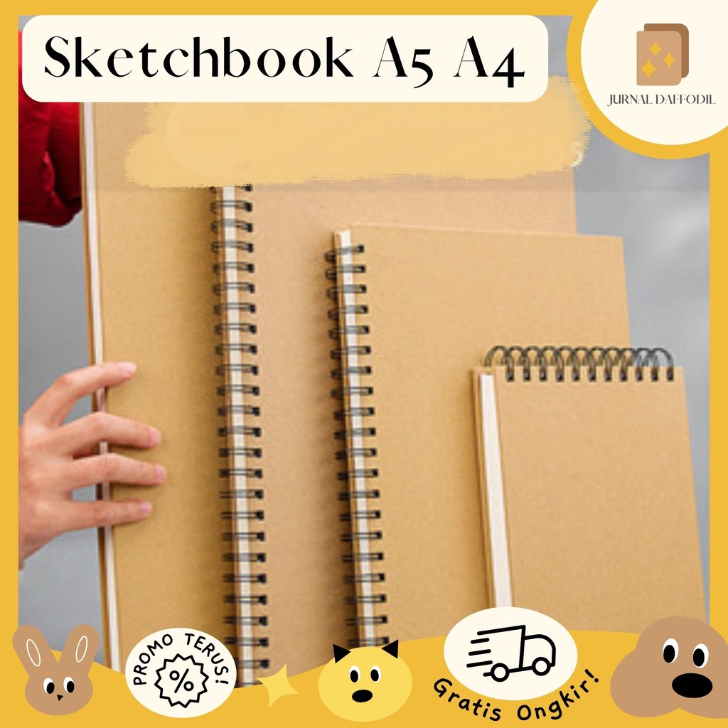 

Jurnal Daffodil - Sketchbook A5 A4 Wired Buku Sketsa Craft Cover Jilid Spiral 60 Lembar 120gsm