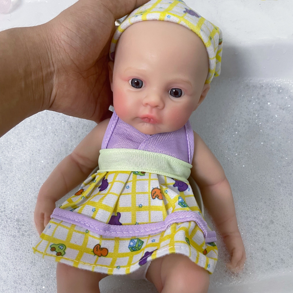 Mini 13 Inch Finished Full Silicon Reborn Baby Doll Meadow Soft Silicone Body Girl Washable Toy Birt