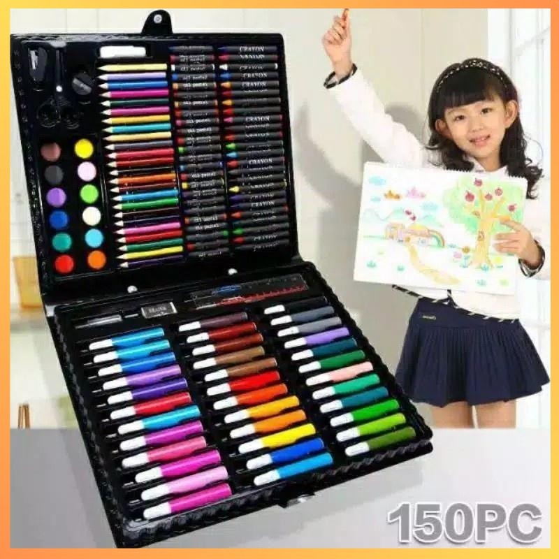 

150Pcs Crayon Set Art Set Isi 150 Pcs Pensil Warna Set Anak Crayon Full Set Alat Lukis
