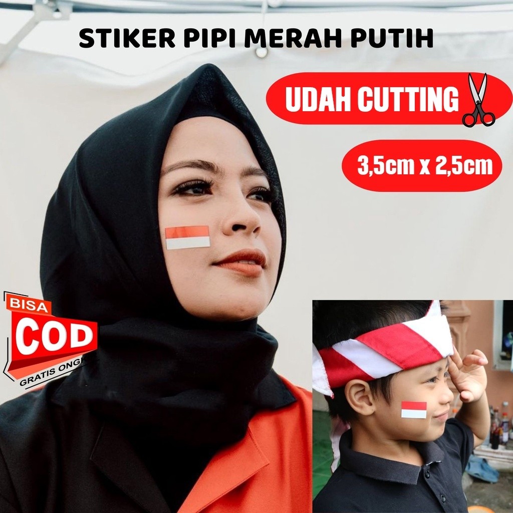 

TOM✅ STICKER PIPI 17 AGUSTUS STIKER BENDERA INDONESIA Tempelan Pipi Bendera Merah Putih isi 100pcs