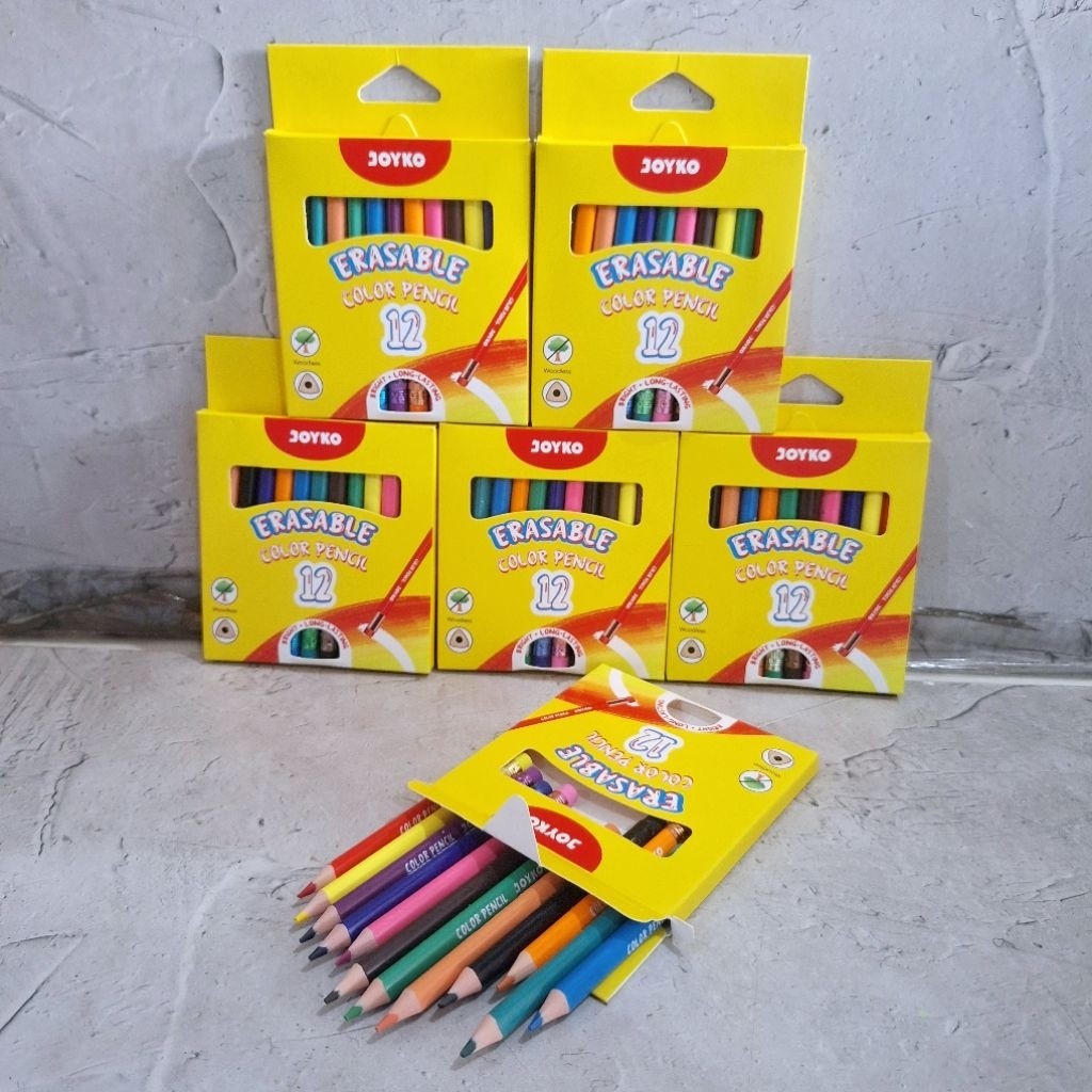 

(12 Pcs) Pensil Warna Joyko CP-0130-SH12 Mini ErasableCO