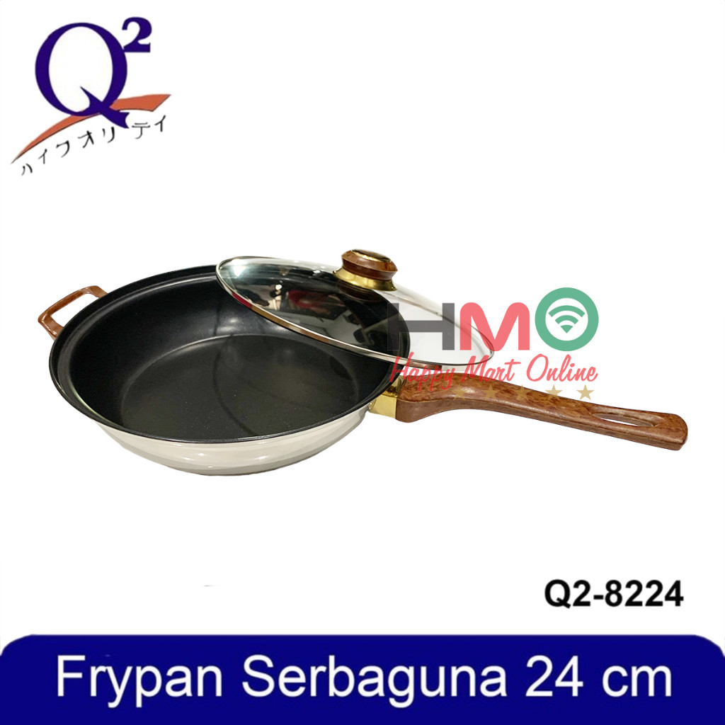 JAMIN MURAH Panci Wajan Frypan Stainless Steel 24CM Anti Lengket Tutup Kaca Q2-8224 Q2 8224(BISA LAN
