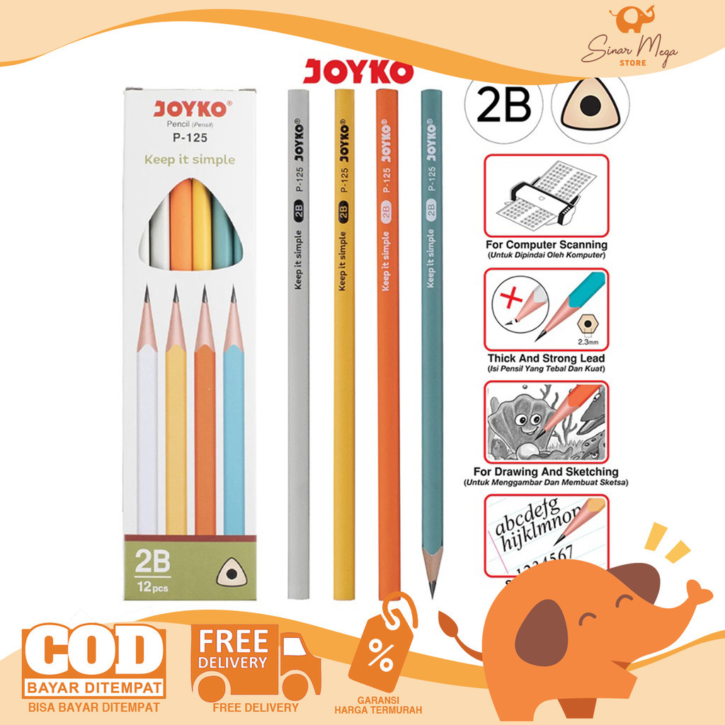 

JOYKO Pencil P-125 Triangular Grip - Pensil 2B LUSINAN Murah Berkualitas