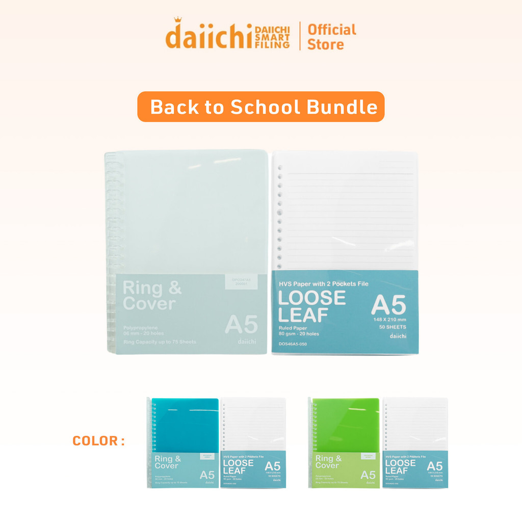 

daiichi Bundle Ring Cover & Loose Leaf Size A5 Paket Back to School BDL02