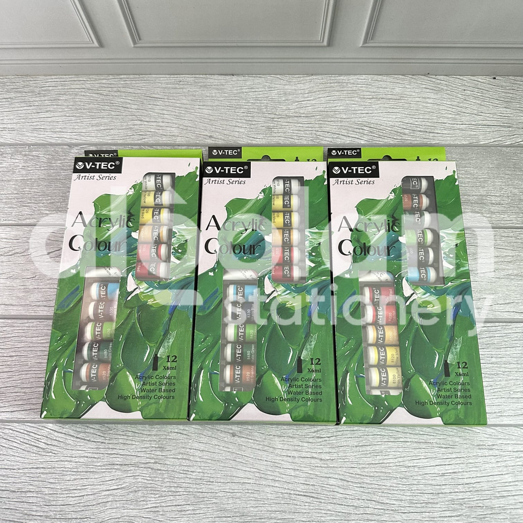 

SATU SET ( 12 WARNA x 6 ML ) Cat Acrilyc Cat Akrilik Cat Acrylic V-Tec 6 ML 12 Warna lengkap