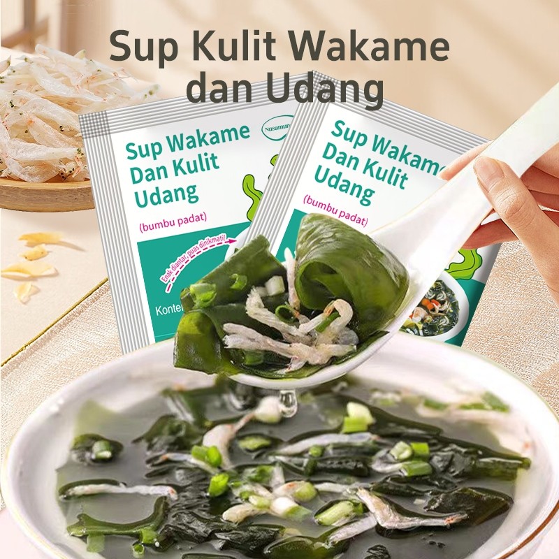 

Nusamunch Paket Bahan Sup Instan Rumput Laut dan Udang, Cukup Diseduh dan Siap Disajikan. Praktis dan Lezat.