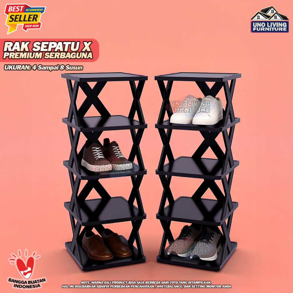 Rak Sepatu 4 Susun Serbaguna Rak Sepatu X Rak Sepatu Silang Rak Sandal Portable Kuat Rak Sepatu