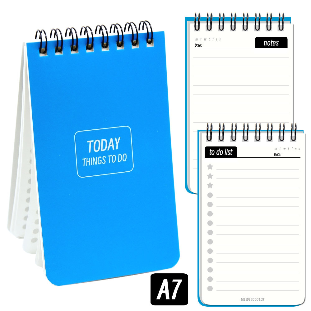 

LOLEDE 1/10Pcs Blue A7 Mini Notebook To Do List Notebooks Notepad Sketchbook Diary Travelers Planner Binder Office Journal