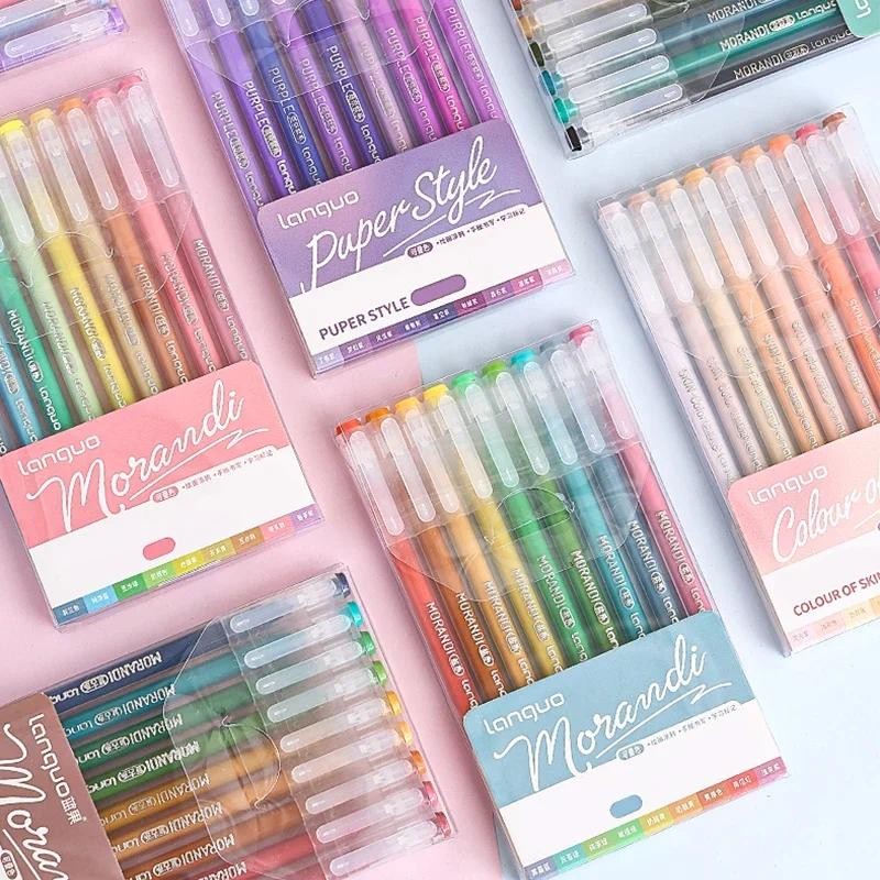 

9pcs/set Multi-Color Pen Large-Capacity Color Handbook Pen Set Morandi Color Student Marker Pen Art Mark Gel Ink Pen