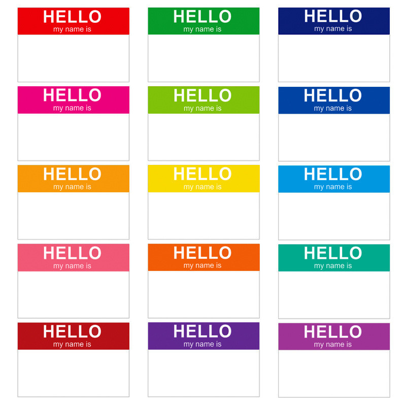 

Wholesale 15 colors name tags rainbow stickers rectangular name stickers for school office