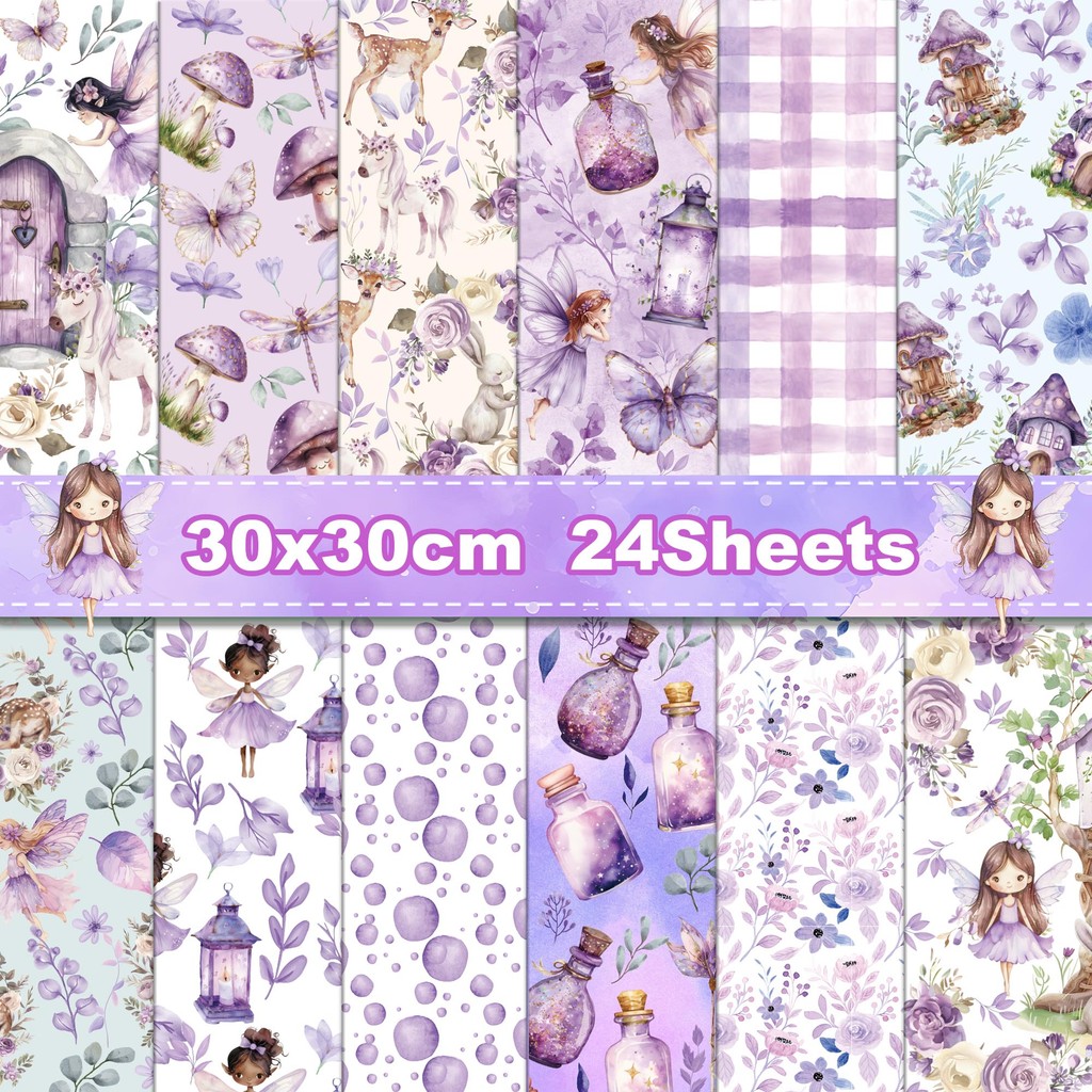 

24pcs Dreamy Elf Fairy Scrapbook Craft Paper Wishing Bottle Scrapbooking Art Background Paper Origami Making Card Photo Album
