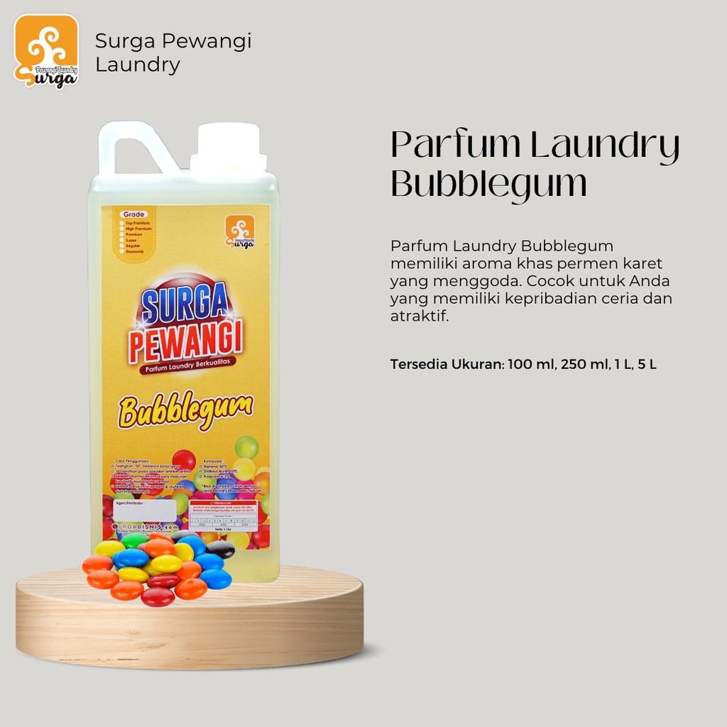 Parfum Laundry Surga Pewangi Aroma Bubblegum Premen Karet 1 Liter - Pewangi Laundry premium