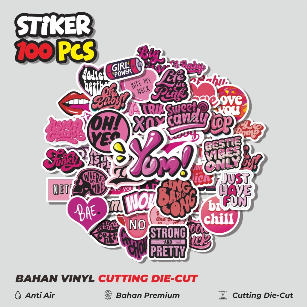 

Terbaru! 50 pcs Stiker Aesthetic Pink Y2K Dekorasi Lucu Kreatif untuk Notebook, Skateboard, HP