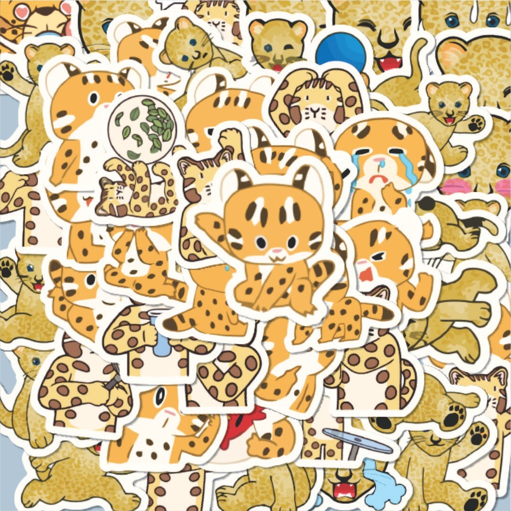 

100PCS Lucu Stiker Hewan Leopard [Macan Tutul] Stiker Aesthetic Stiker Anti Air Stikers Berperekat Waterproof sticker decal buat Motor Helm Buku Journal Koper Casing HP Laptop Botol Minum Hadiah anak