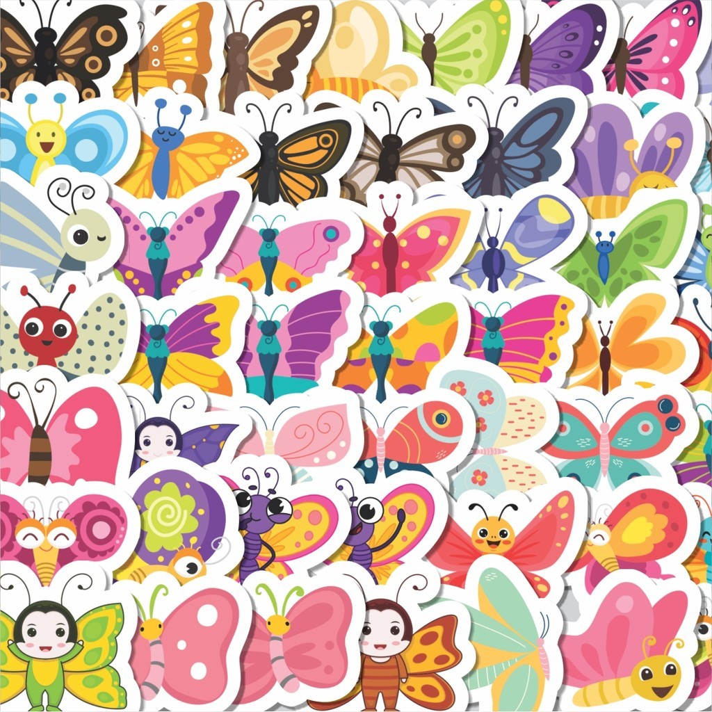 

Stiker Cutting Pack Kupu kupu Isi 100Pcs Series Aesthetic Lucu Keren Untuk Koper Bahan Vynil