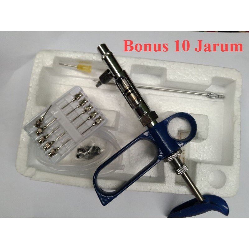 Alat Injeksi Vaksin 5ml Isi Ulang Otomatis Suntikan Hewan Ternak Sapi Domba Ayam bukan socorex Bonus