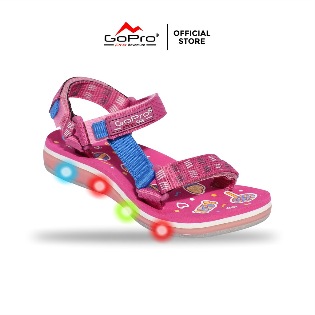 GoPro Adventure Loly / Nova Lm Bg - Sandal Gunung Anak Perempuan Sendal Lampu LED Anti Selip | Size 