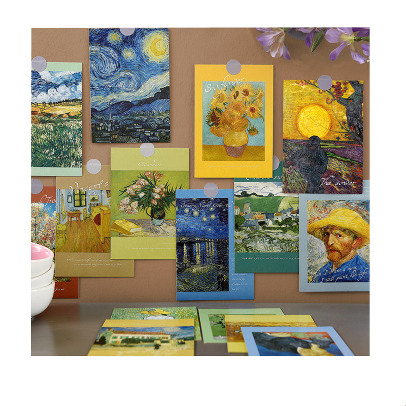 

15 PCS Retro Art Paintings Postcards Creative Decoration Card Postcards Wall Sticker Paper Greeting Cards an Gogh Monet Matisse