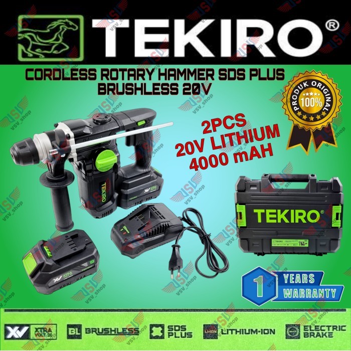 TEKIRO Cordless Rotary Hammer SDS Plus Brushless 20V Mesin Bor Bobok 3 TEKIRO