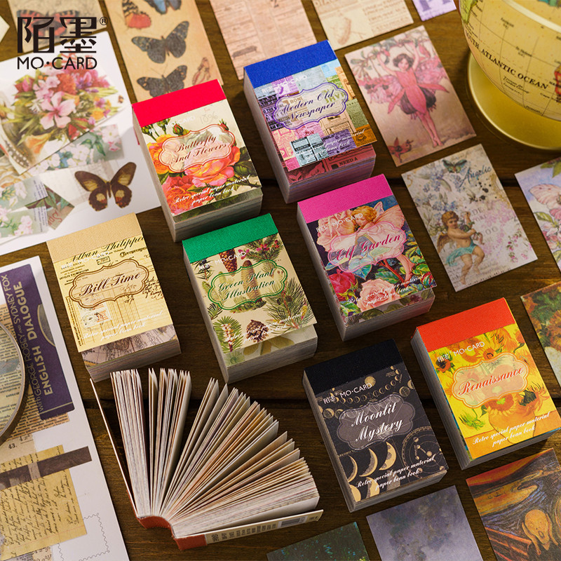 

100 pcs Vintage Decorative Paper Diy Scrapbooking junk journal Hand made Planner Collage material Craft Supplies