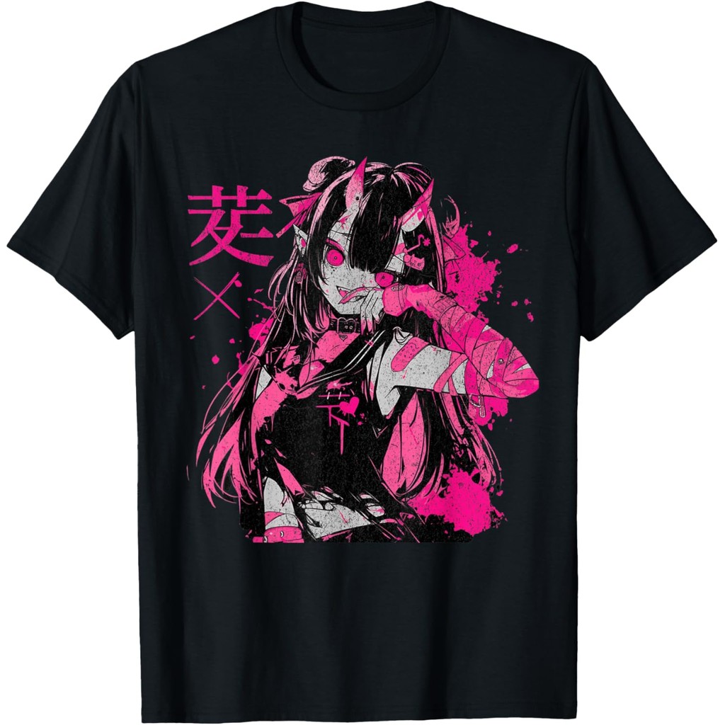 Goth Grunge Demon Gadis anime Waifu Horror Alt  tshirt , hitam  COD