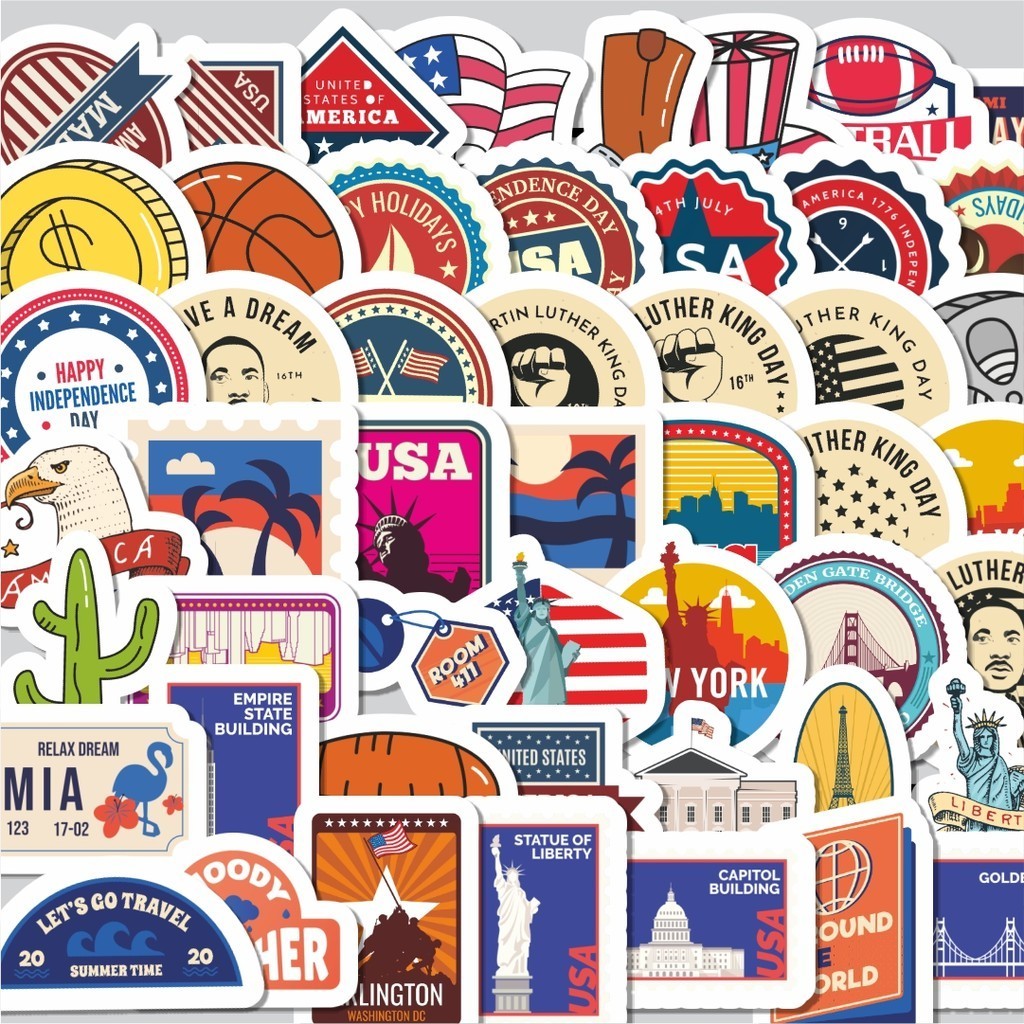 

Stiker Cutting Pack Sticker American Retro Sticker Isi 100Pcs Series Aesthetic Lucu Keren Untuk Koper Bahan Vynil