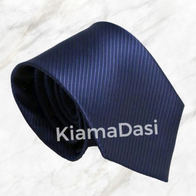 KIAMA - Dasi Pria Biru Dongker Navy Tua Salur Slim 3inc