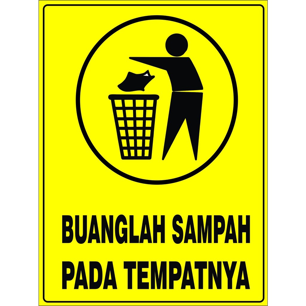 

stiker buang sampah pada tempat nya kotak