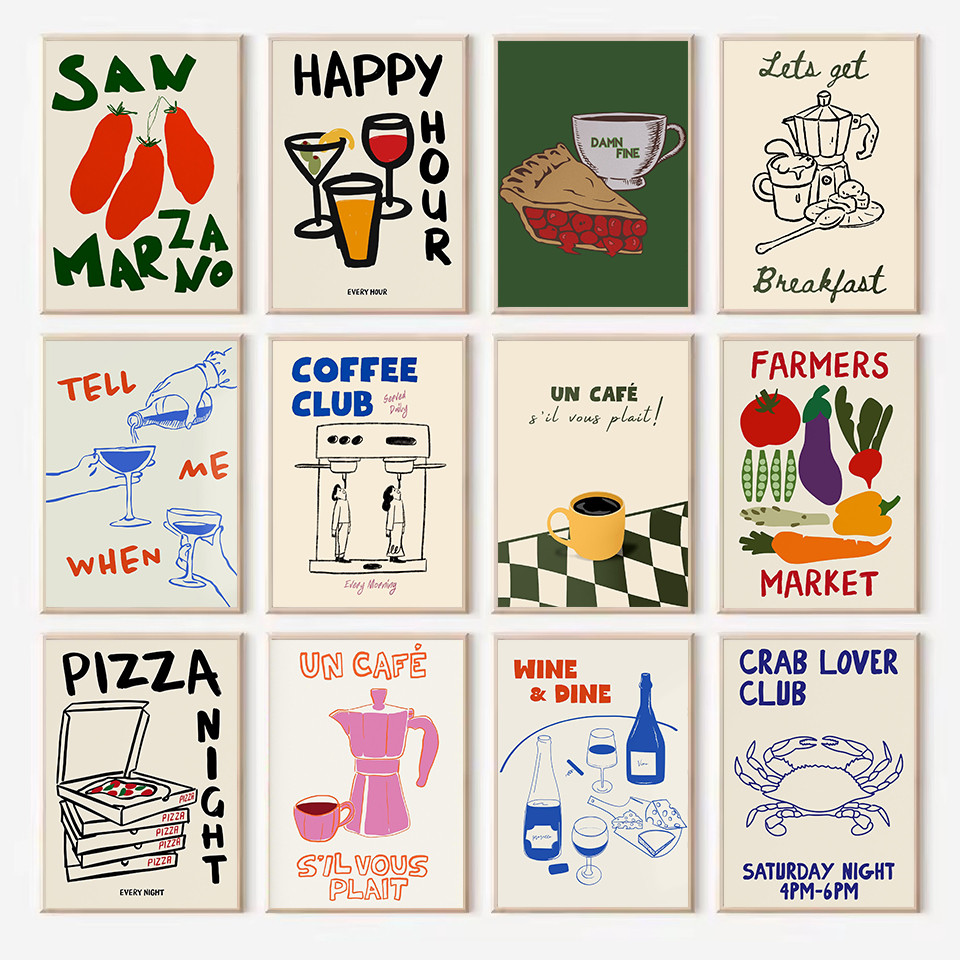 

Modern Trendy Espresso Good Morning Coffee Kitchen Food Abstract Illustration Poster Canvas Painting Wall Art Picture Home Decor